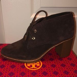 New Tory Burch boots booties 10.5 brown suede fur